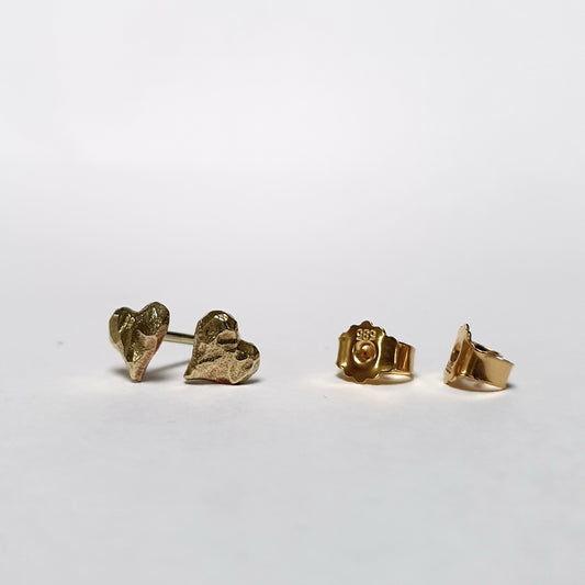 Hjarte miniatyr øyrepynt 14k gull